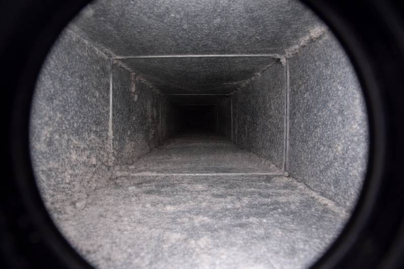 Camera inspection showing dust inside residential air duct
