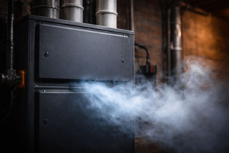 Furnace running but blowing cold air in a Bucks County home, showing a running blower and cool airflow issue during heating season.