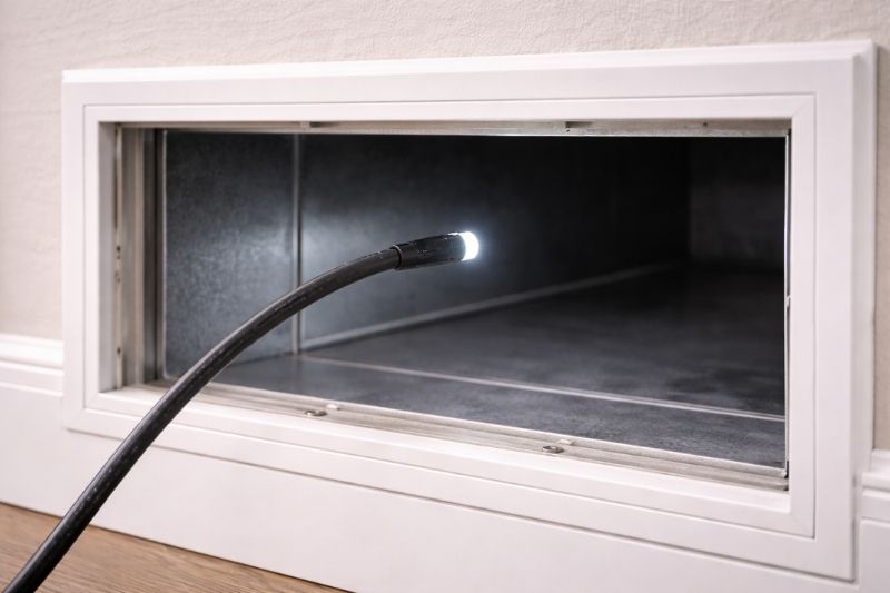 HVAC inspection camera used to visually assess air duct condition and determine whether duct cleaning is needed